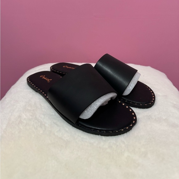 Women’s Qupid Black Slip on Sandals - Picture 2 of 4